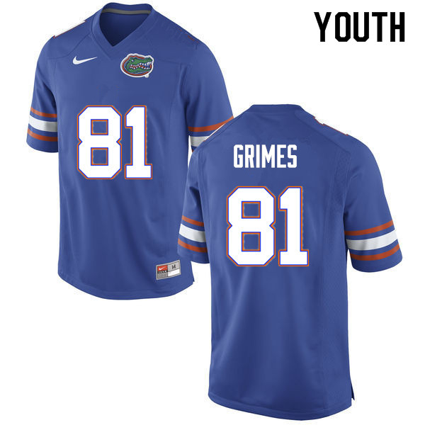 Youth #81 Trevon Grimes Florida Gators College Football Jerseys Sale-Blue
